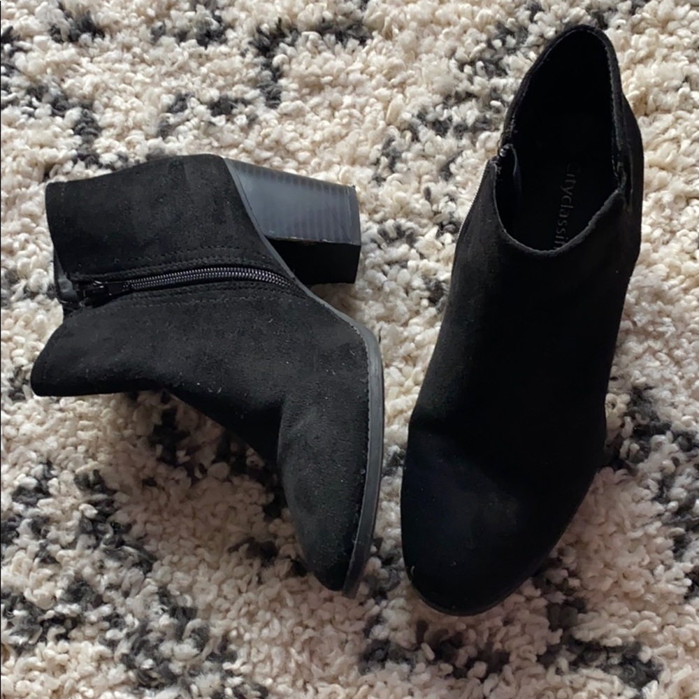 Black suede booties